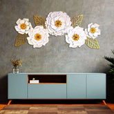 Elegant  Petal Radiance – White and Golden Wall Art